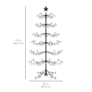 6ft Wrought Iron Ornament Display Christmas Tree w/ Easy Assembly, Stand