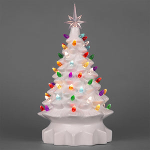 15in Pre-Lit Hand-Painted Ceramic Tabletop Christmas Tree w/ 64 Lights