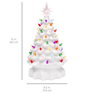 15in Pre-Lit Hand-Painted Ceramic Tabletop Christmas Tree w/ 64 Lights