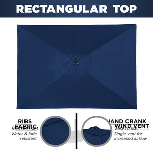 8x11ft Rectangular Patio Umbrella w/ Easy Crank, UV-Resistant Fabric