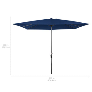 8x11ft Rectangular Patio Umbrella w/ Easy Crank, UV-Resistant Fabric