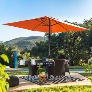 8x11ft Rectangular Patio Umbrella w/ Easy Crank, UV-Resistant Fabric