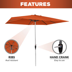 8x11ft Rectangular Patio Umbrella w/ Easy Crank, UV-Resistant Fabric