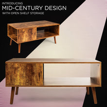 Load image into Gallery viewer, Wooden Mid-Century Modern Retro  Coffee Accent Table w/ Open Storage Shelf
