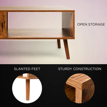 Load image into Gallery viewer, Wooden Mid-Century Modern Retro  Coffee Accent Table w/ Open Storage Shelf
