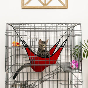 30x19x43in 4-Tier Cat Cage Playpen Crate w/ Hammock, Wheels, Shelves
