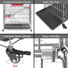 Load image into Gallery viewer, 30x19x43in 4-Tier Cat Cage Playpen Crate w/ Hammock, Wheels, Shelves
