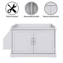 Load image into Gallery viewer, Large Wooden Cat Litter Box Enclosure Cabinet &amp; Side Table w/ Magazine Rack
