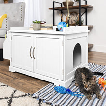 Load image into Gallery viewer, Large Wooden Cat Litter Box Enclosure Cabinet &amp; Side Table w/ Magazine Rack
