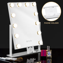 Load image into Gallery viewer, Hollywood Makeup Vanity Mirror w/ Smart Touch, Phone Holder, 12 LED Lights
