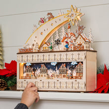 Load image into Gallery viewer, Wooden Christmas Shooting Star Advent Calendar w/ LED Light Background
