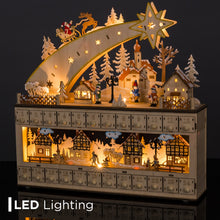 Load image into Gallery viewer, Wooden Christmas Shooting Star Advent Calendar w/ LED Light Background
