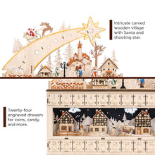 Load image into Gallery viewer, Wooden Christmas Shooting Star Advent Calendar w/ LED Light Background
