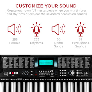61-Key Beginners Electronic Keyboard Piano Set w/ Lighted Keys, Headphones