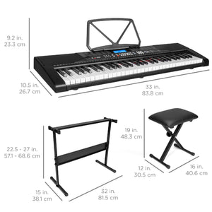 61-Key Beginners Electronic Keyboard Piano Set w/ Lighted Keys, Headphones