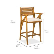 Load image into Gallery viewer, Set of 2 Outdoor Acacia Wood Bar Stools Chairs w/ Weather-Resistant Cushions

