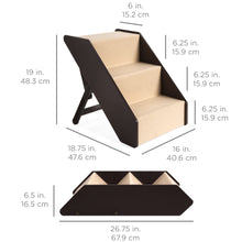Load image into Gallery viewer, Foldable Adjustable, Non-Slip Wide Wooden Carpeted Pet Step Stairs
