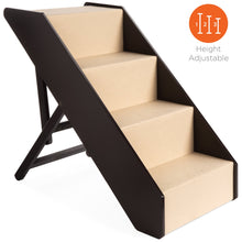 Load image into Gallery viewer, Foldable Adjustable, Non-Slip Wide Wooden Carpeted Pet Step Stairs
