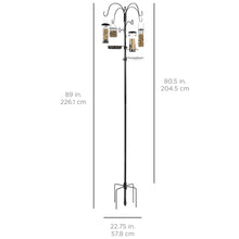 Load image into Gallery viewer, Bird Feeding Station, 6-Hook Steel Multi-Feeder Stand w/ 4 Bird Feeders, 89in
