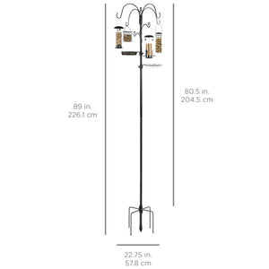 Bird Feeding Station, 6-Hook Steel Multi-Feeder Stand w/ 4 Bird Feeders, 89in