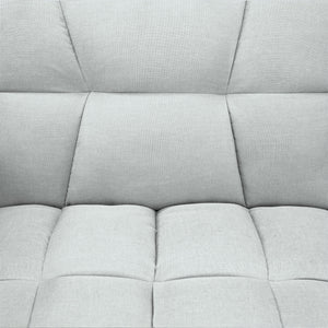 Convertible Linen Tufted Futon w/ 2 Plush Pillows, Split-Back Design