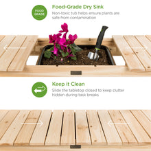 Load image into Gallery viewer, Wood Garden Potting Bench w/ Sliding Tabletop, Food Grade Dry Sink
