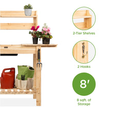 Load image into Gallery viewer, Wood Garden Potting Bench w/ Sliding Tabletop, Food Grade Dry Sink
