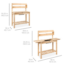 Load image into Gallery viewer, Wood Garden Potting Bench w/ Sliding Tabletop, Food Grade Dry Sink
