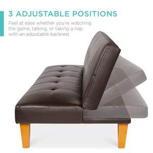 Convertible Lounge Futon Sofa Bed w/ Adjustable Back, Tufted Design