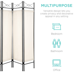 4-Panel Folding Privacy Screen Room Divider Decoration Accent, 6ft