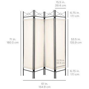 4-Panel Folding Privacy Screen Room Divider Decoration Accent, 6ft