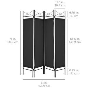 4-Panel Folding Privacy Screen Room Divider Decoration Accent, 6ft