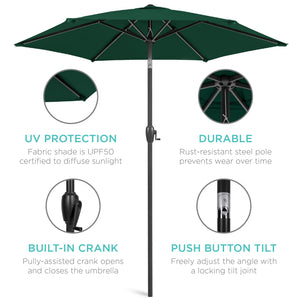 7.5ft Outdoor Market Patio Umbrella w/ Push Button Tilt, Crank Lift