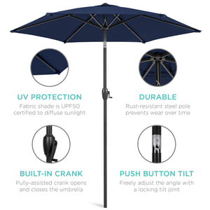 7.5ft Outdoor Market Patio Umbrella w/ Push Button Tilt, Crank Lift