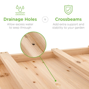 Mobile Raised Garden Bed Elevated Wood Planter w/ Wheels, Storage Shelf