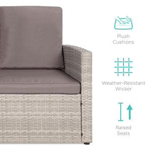 7-Seater Conversational Wicker Dining Table, Outdoor Patio Furniture Set
