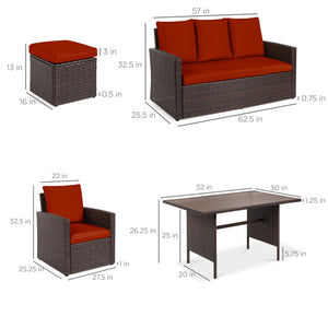 7-Seater Conversational Wicker Dining Table, Outdoor Patio Furniture Set